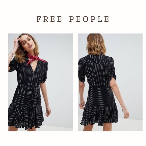 Free People Pippa short sleeve polka dot mini dress - size XS - Picture 3 of 10